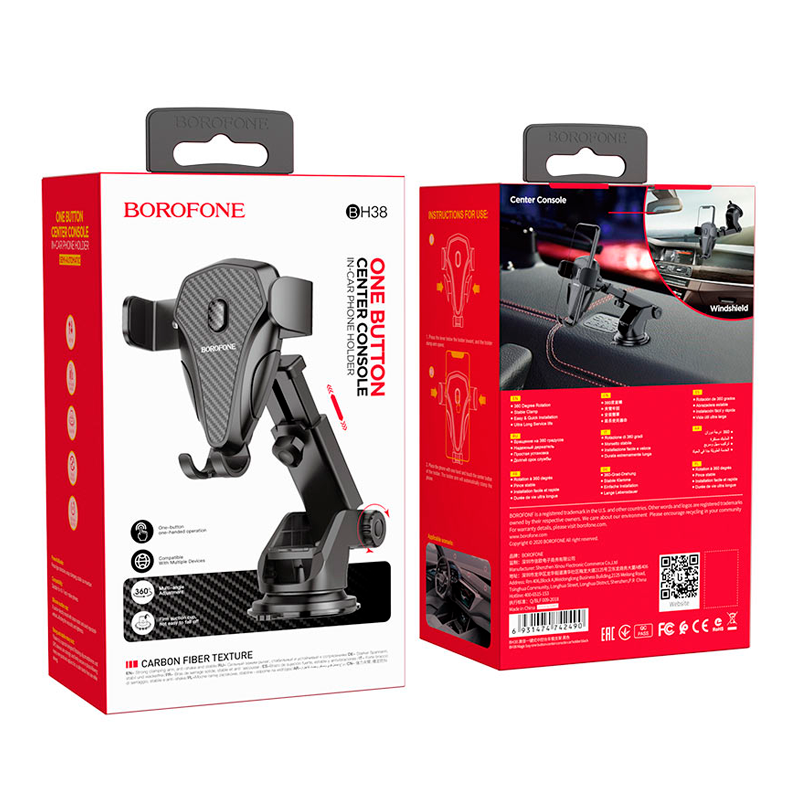 Soporte De Auto Tablero Parabrisas Borofone Bh38 Negro – imagen 3