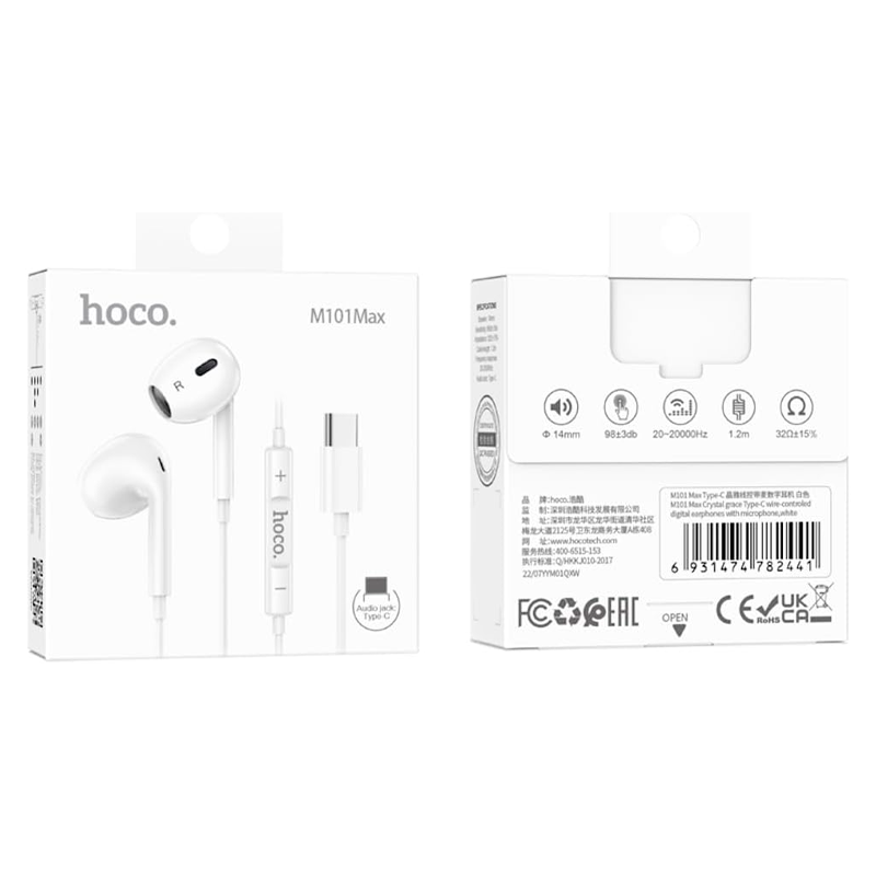 Audífonos In Ear Hoco M101 Max Crystal Tipo C Blanco – imagen 3