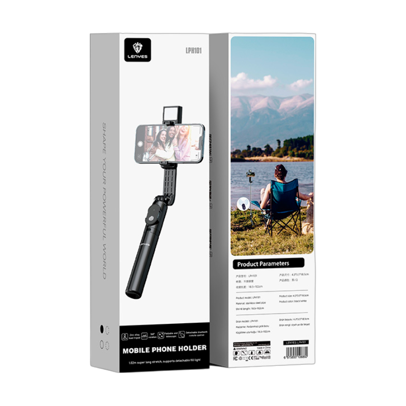 Soporte Palo Selfie Bluetooth Lenyes Lph101 Led Negro – imagen 3