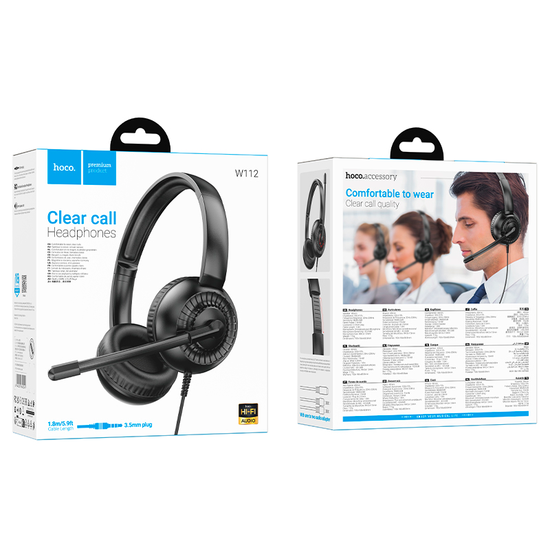 Audífonos Headset Oficina Teletrabajo Callcenter Hoco W112 Negro – imagen 3