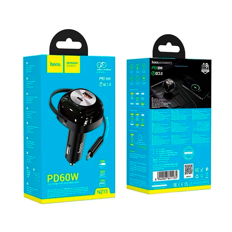 Cargador de Auto Hoco Nz15 60w Negro – imagen 3