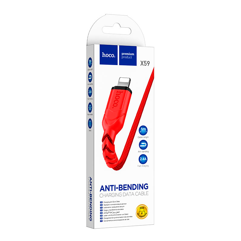 Cable Usb a Lightning Hoco X59 Victory 1 Metro Rojo – imagen 3