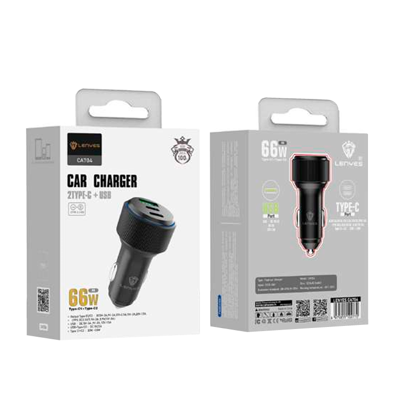 Cargador de Auto Triple Lenyes Ca704 66w Negro – imagen 3