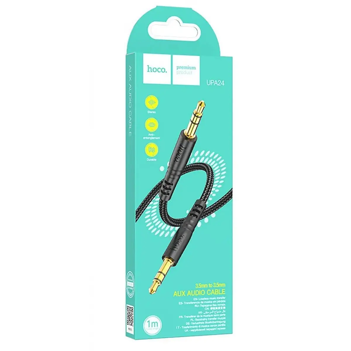 Cable Auxiliar Hoco Upa24 1 Metro Negro – imagen 3