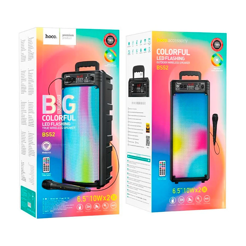 Parlantes Bluetooth Hoco Bs52 Rgb Fm Aux Tf Negro – imagen 3