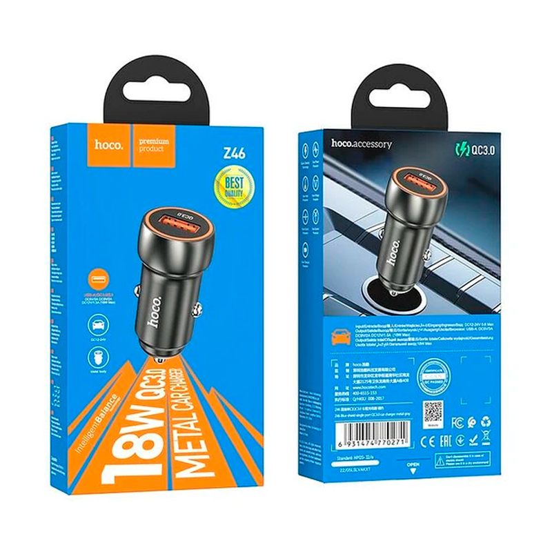 Cargador De Auto Hoco Z46 Qc 3.0 18w Negro – imagen 3
