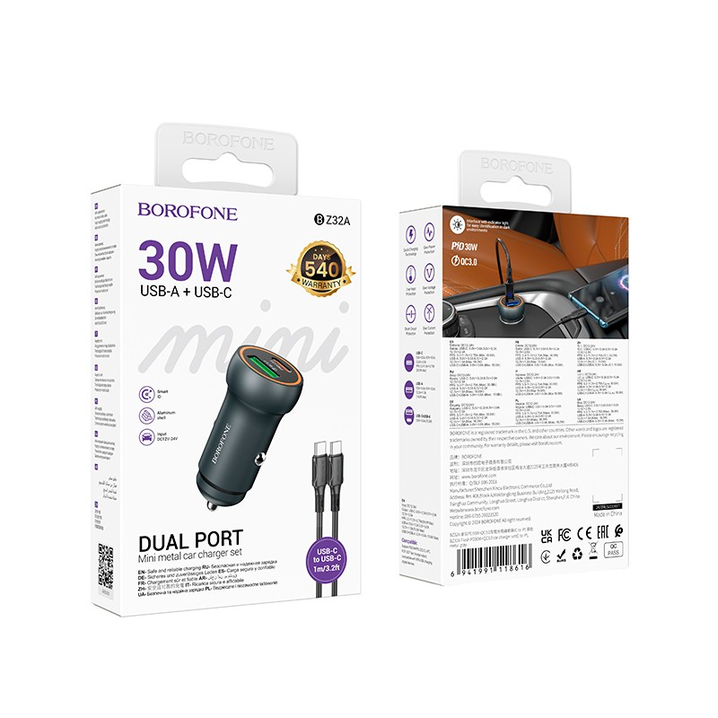 Cargador de Auto Borofone Bz32a Dual + Cable Tipo C – imagen 3