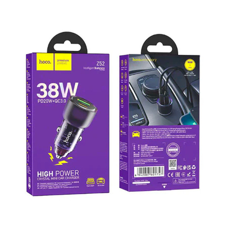 Cargador de Auto Hoco Z52 Dual 38w Gris – imagen 3