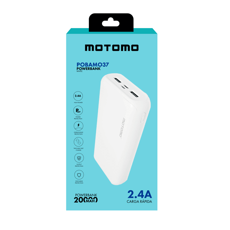 Bateria Portatil Powerbank Motomo Pobamo37 20.000 Mah Blanco – imagen 3