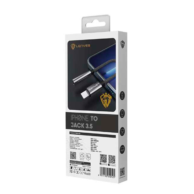 Cable Para Lightning a Jack 3.5mm Lenyes Ax105 10cm Negro – imagen 3