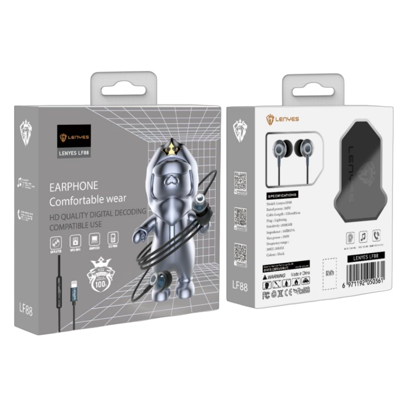 Audifonos In Ear Para Lightning Lenyes Lf188 Negro – imagen 3