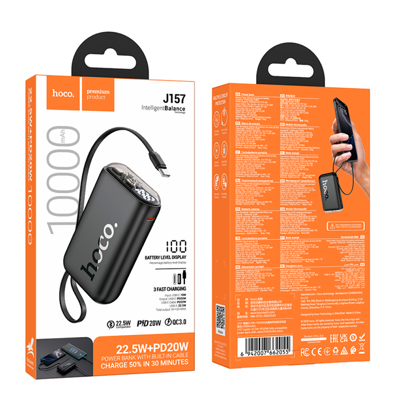 Powerbank Carga Rapida Hoco J157 Leader 10000 Mah Negro – imagen 3