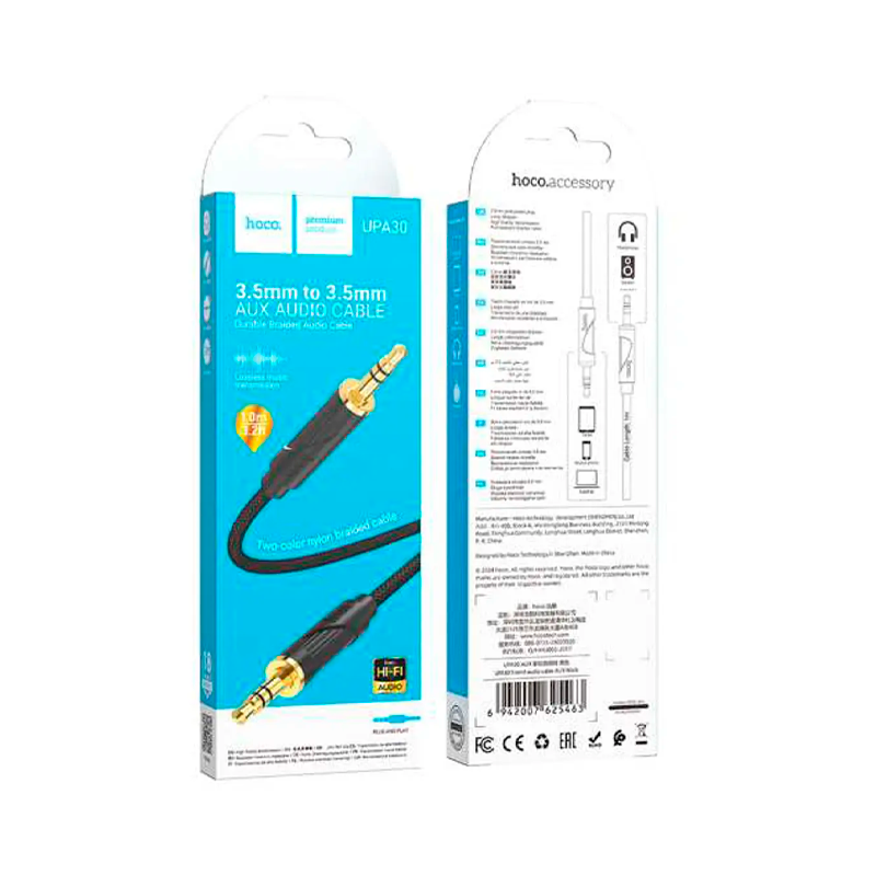 Cable Auxiliar 3.5mm a 3.5mm Upa30 1 Metro Negro – imagen 3