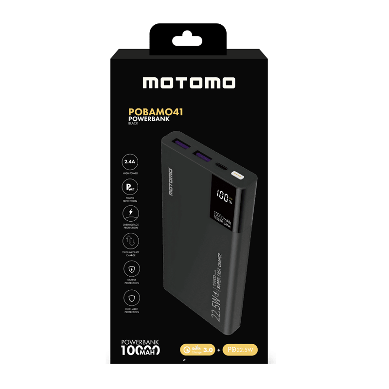 Bateria Portatil Powerbank Motomo Pobamo41 10.000 Mah Negro – imagen 3