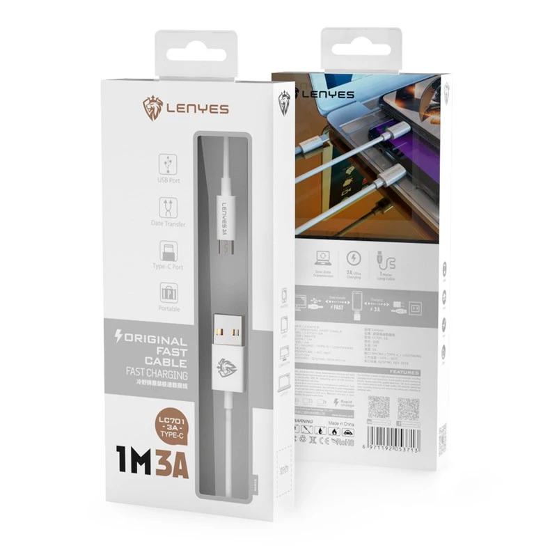 Cable Tipo C Para Lightning Lenyes Lc701 66w 1 Metro Blanco – imagen 3