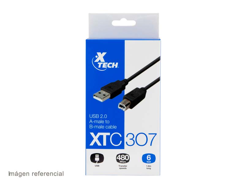 Cable Impresora Usb 2.0 Xtech 1.8m Xtc-307 Negro – imagen 2