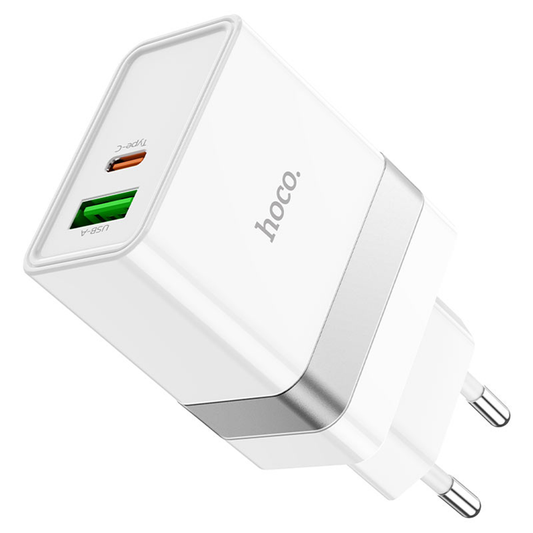 Cargador Hoco N21 30w Carga Rapida Dual Blanco