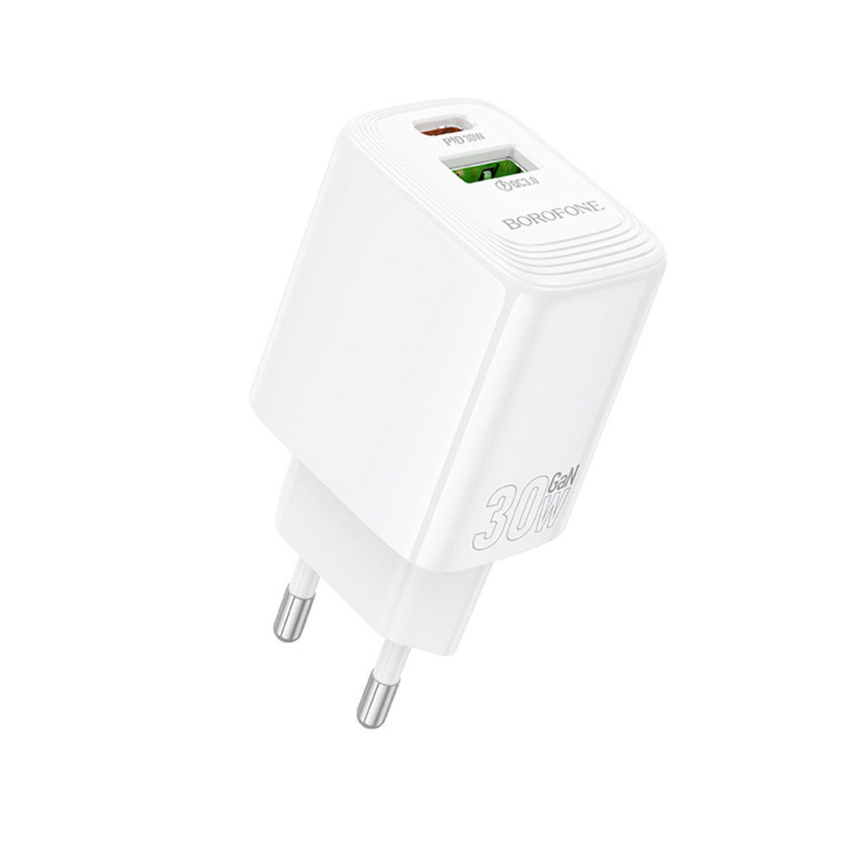 Cargador Borofone Bn29 Gan 30w Qc 3.0 Dual Blanco