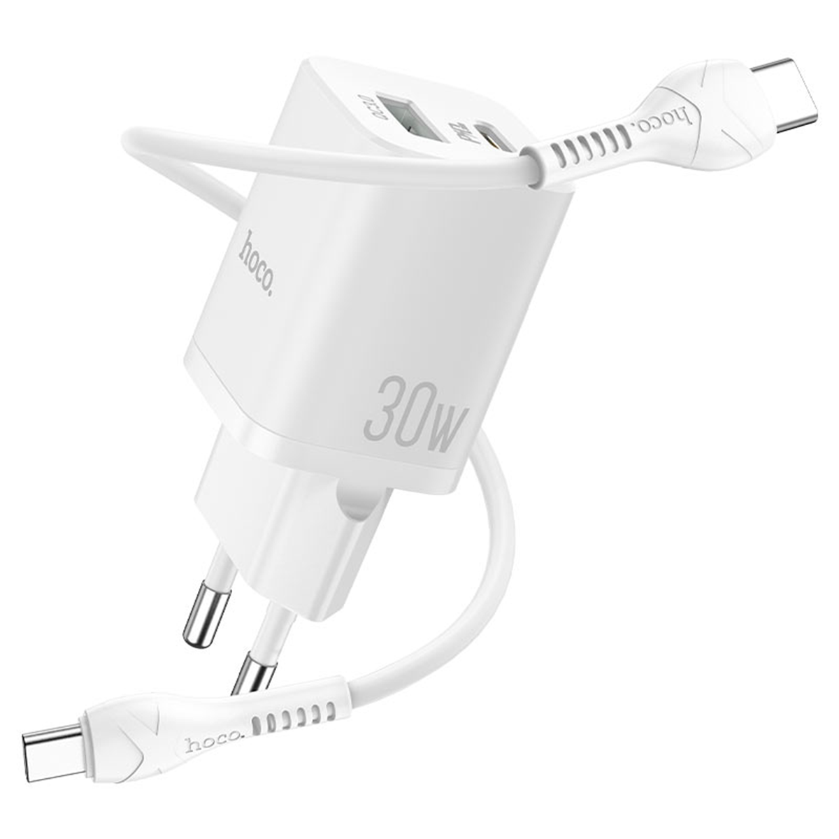 Cargador Hoco N13 30w Carga Rapida QC3.0 + Cable Tipo C Blanco