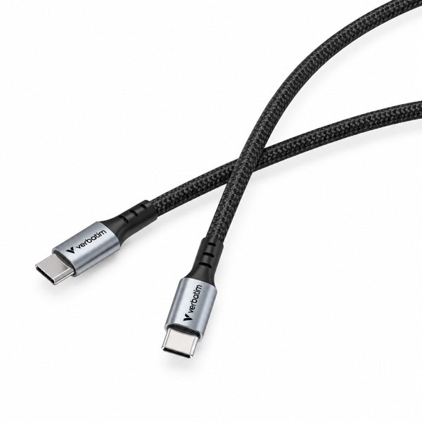 Cable Tipo C a Tipo C Verbatim 60W Carga Rápida PD 1,2 m Trenzado Negro