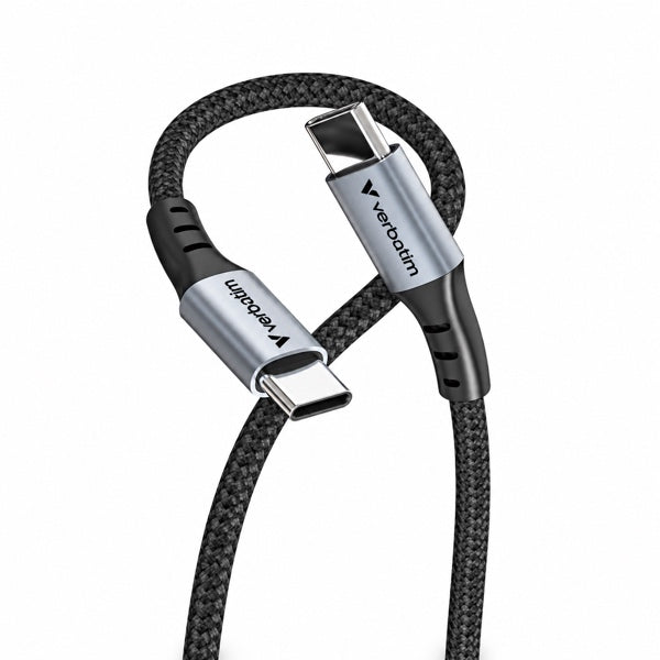 Cable Tipo C a Tipo C Verbatim 60W Carga Rápida PD 1,2 m Trenzado Negro
