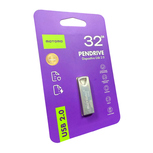 Pendrive Motomo 32 GB USB 2.0 Carcasa Metálica Gris