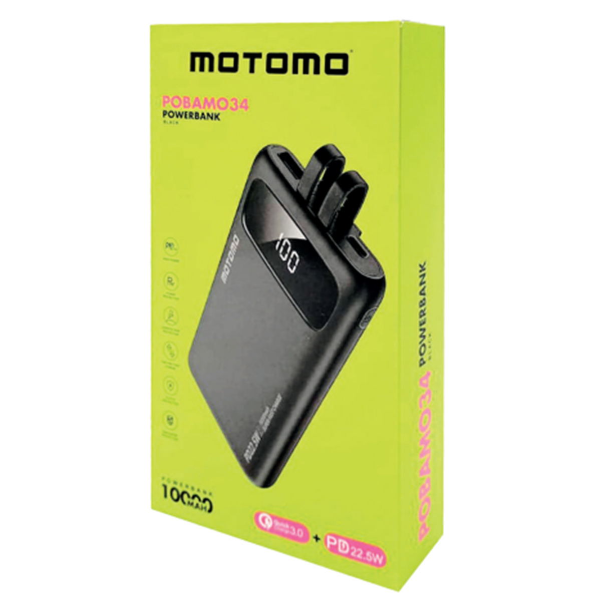 Bateria Portatil Powerbank Motomo Pobamo34 10.000 Mah Negro – imagen 2