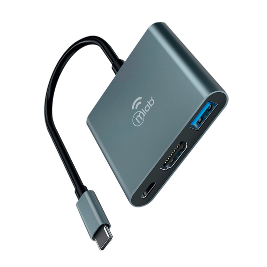 Adaptador Hub Mlab 10018 3 En 1 Usb Hdmi Tipo C Gris
