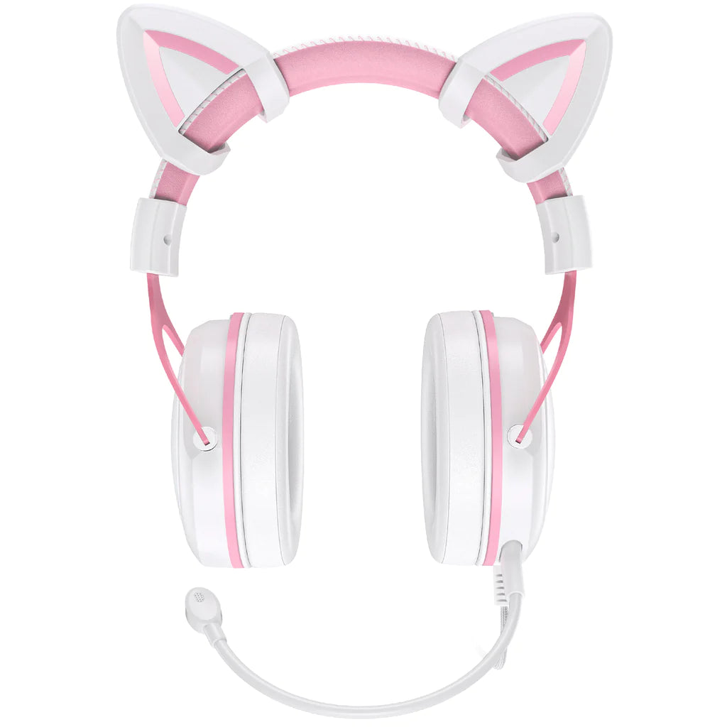 Audifonos Gamer Onikuma X10 Orejas de Gato Blanco Rosado – imagen 3