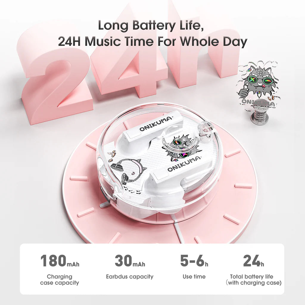 Audifonos Bluetooth In Ear Tws Onikuma T301 Rosado – imagen 2