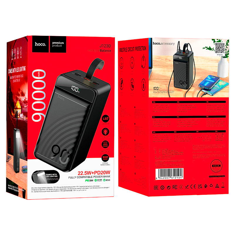Powerbank Carga Rapida Hoco J123d Element 90000 Mah Negro – imagen 3