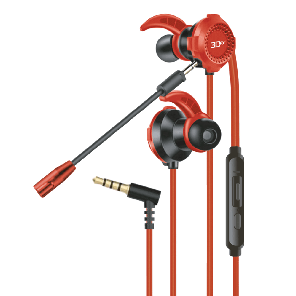Audifono Gamer In ear 3dfx Force Pc Ps4 Xbox Ps5 Rojo