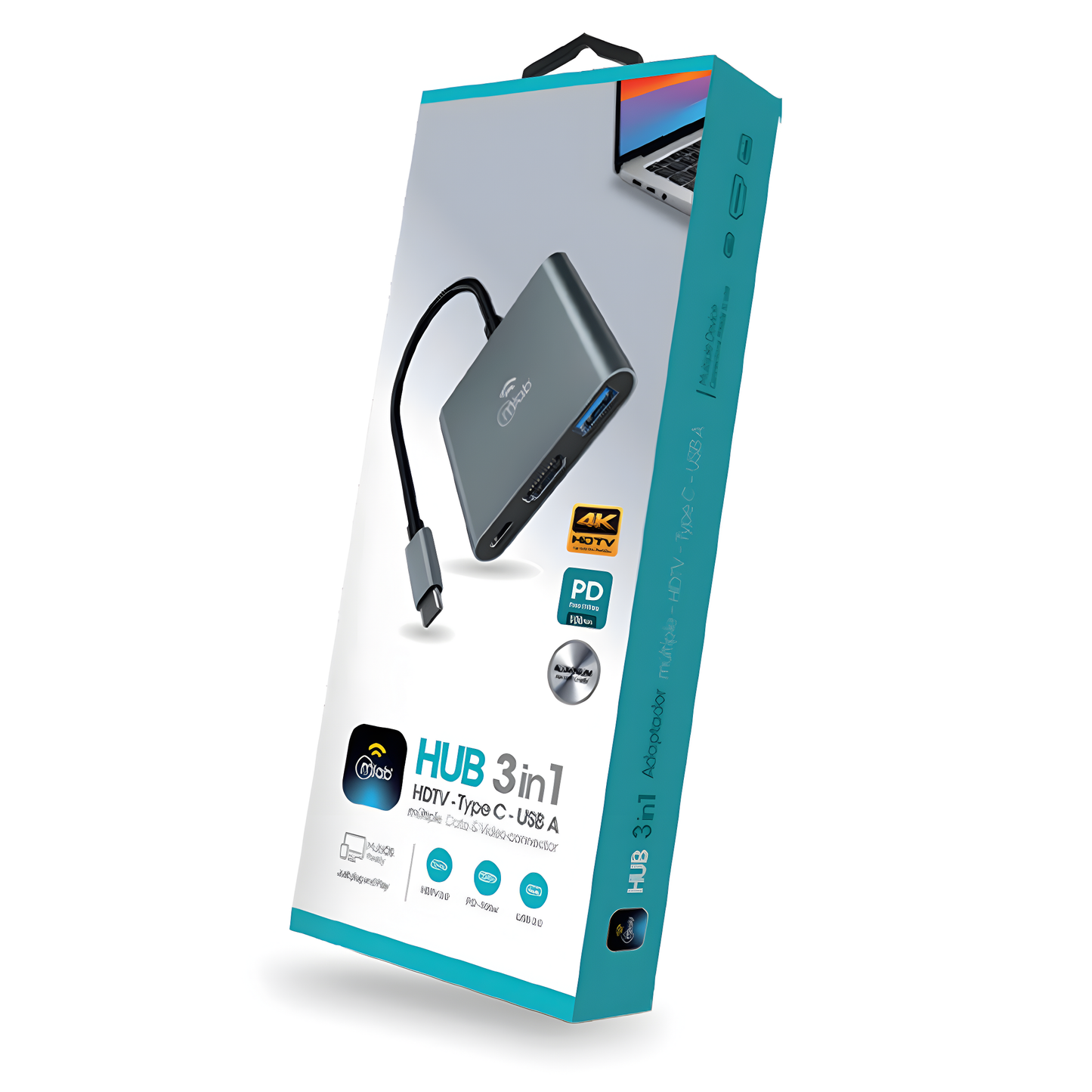 Adaptador Hub Mlab 10018 3 En 1 Usb Hdmi Tipo C Gris