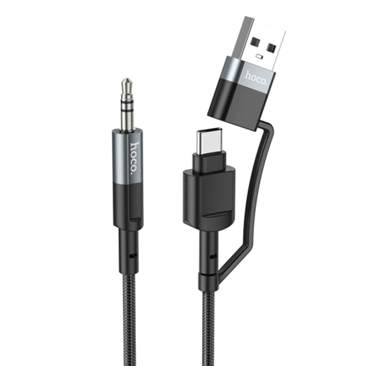Cable Hoco Jack 3.5mm Tipo C + Usb UPA23 Negro