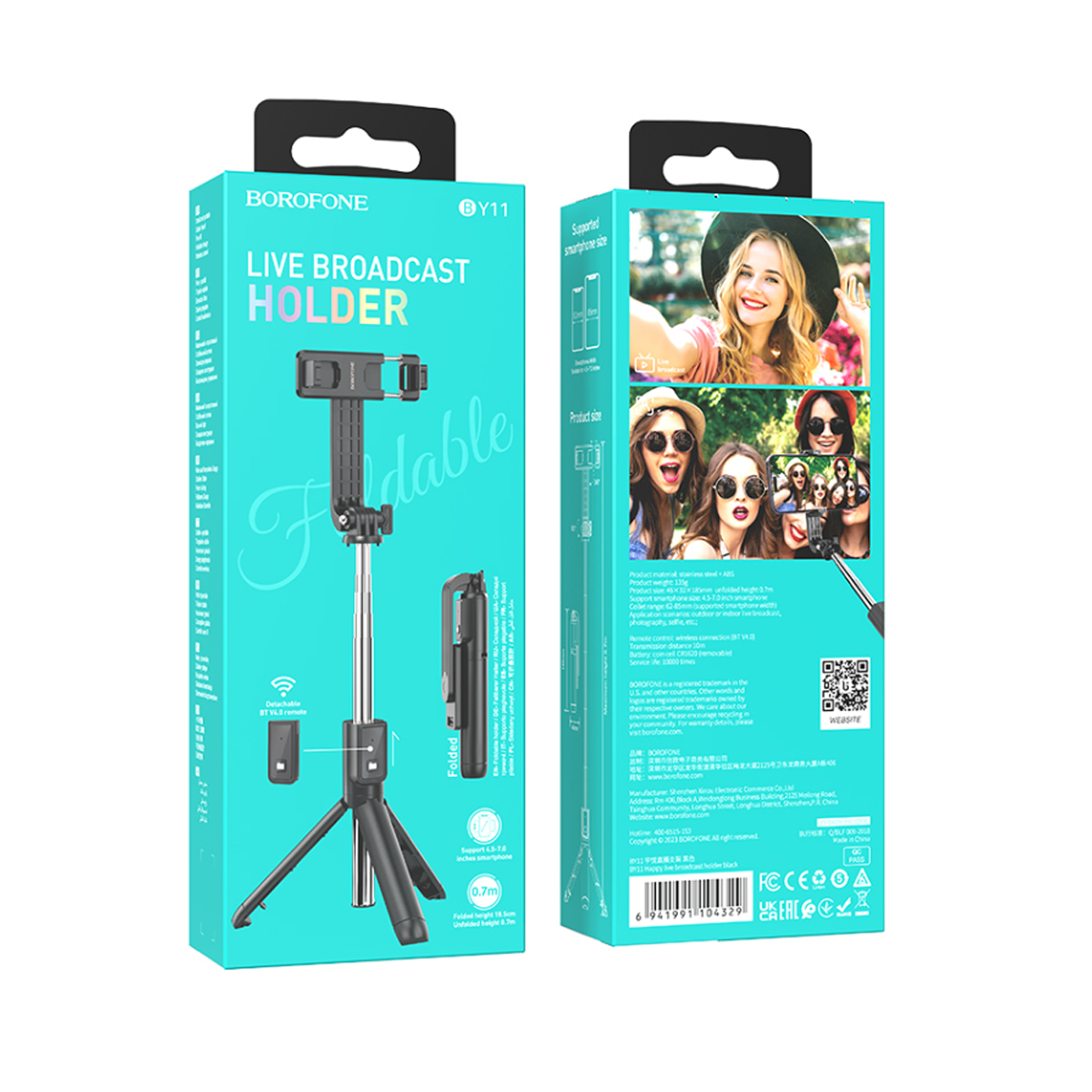 Baston Selfie Tripode Bluetooth Borofone By11 Negro – imagen 3