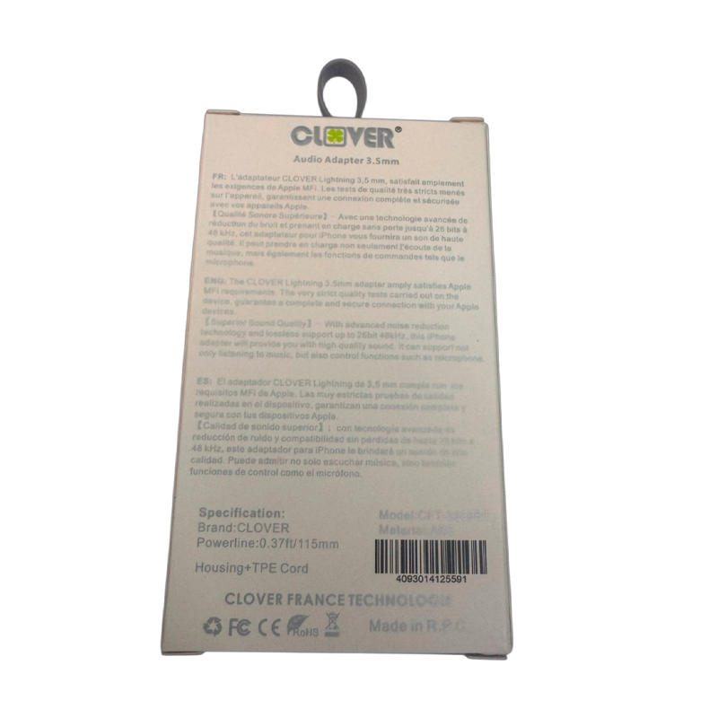 Adaptador Lightning a Jack 3.5mm Clover Blanco – imagen 4