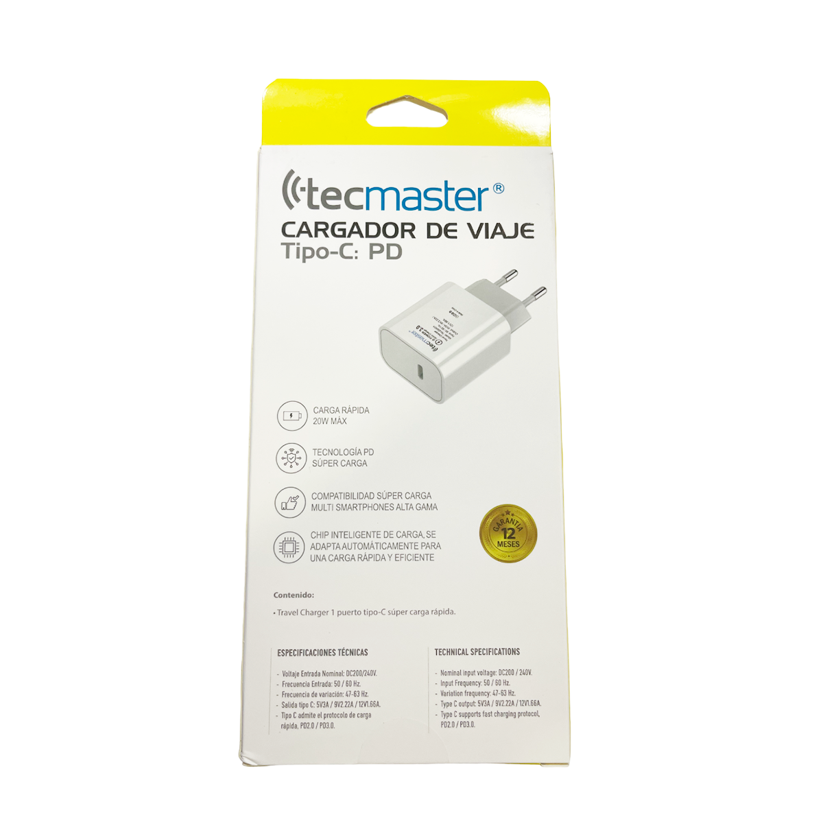 Cargador Tecmaster Tipo C 20w Carga Rapida Blanco – imagen 4