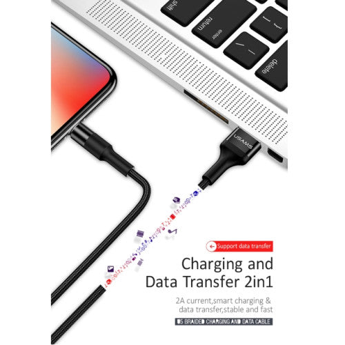 Cable Lightning iPhone iPad Usams Braided Negro – imagen 2
