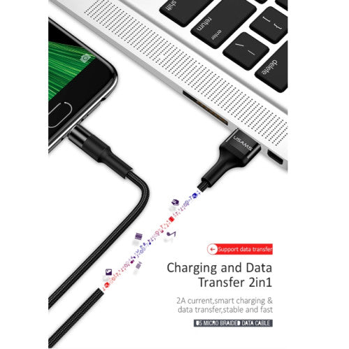 Cable Micro Usb Usams Braided Negro – imagen 3