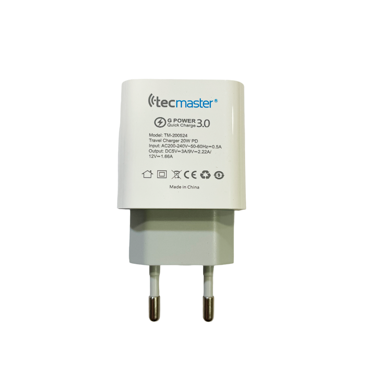 Cargador Tecmaster Tipo C 20w Carga Rapida Blanco – imagen 2