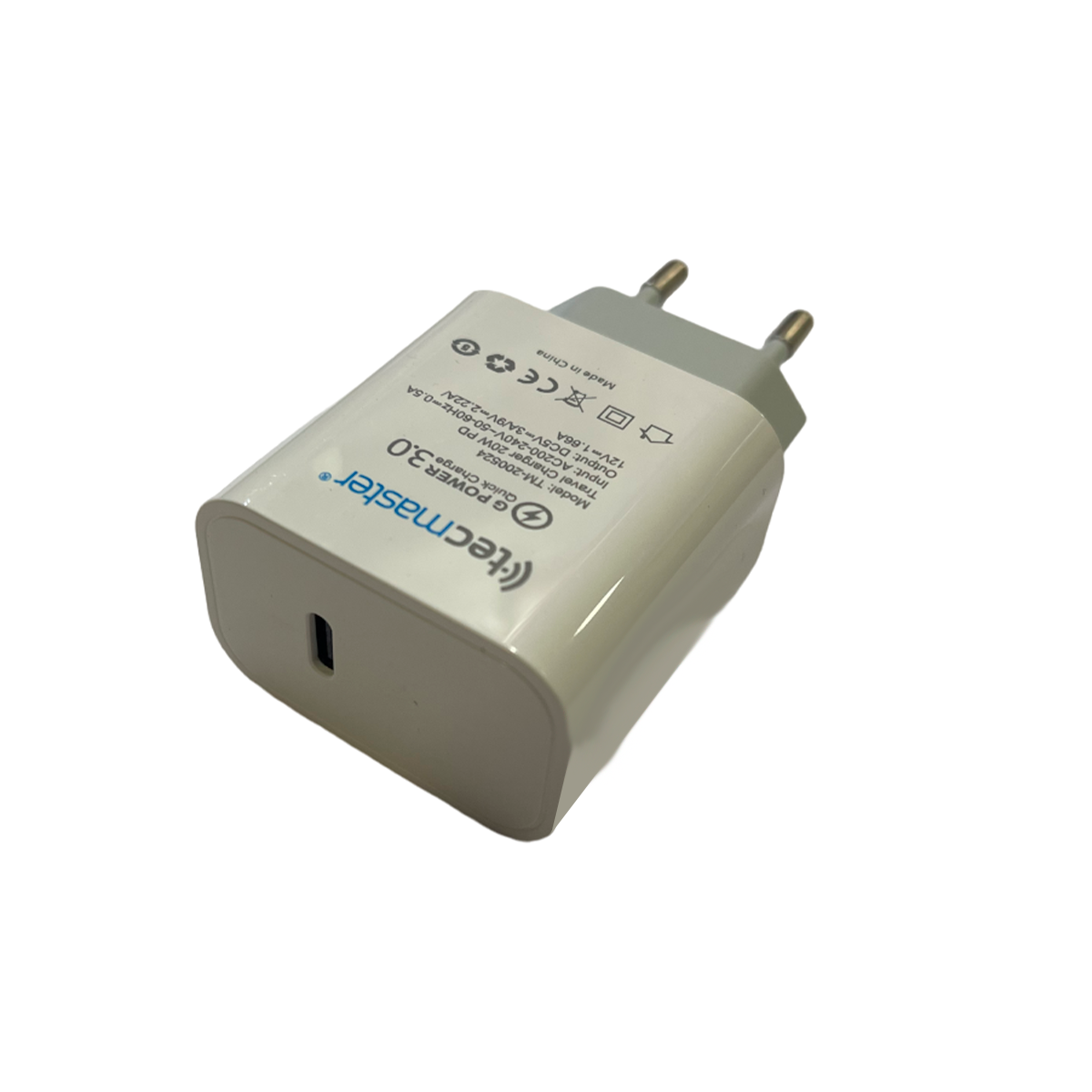 Cargador Tecmaster Tipo C 20w Carga Rapida Blanco