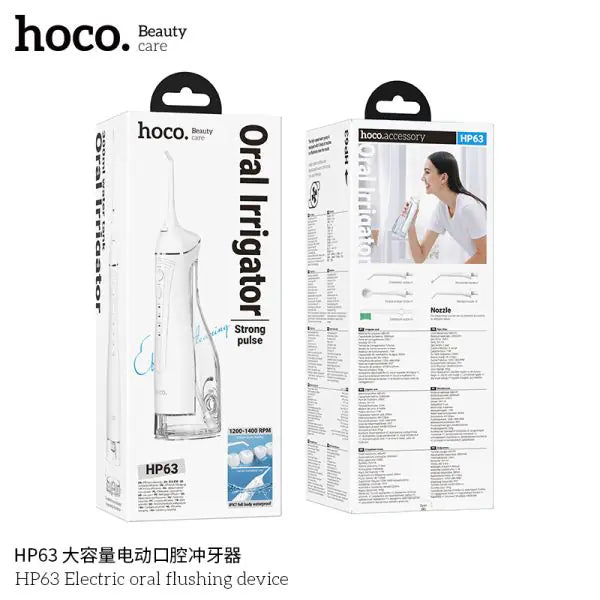 Limpiador Dental Irrigador Dientes Boca Lengua Recargable Hoco Hp63 Blanco – imagen 2