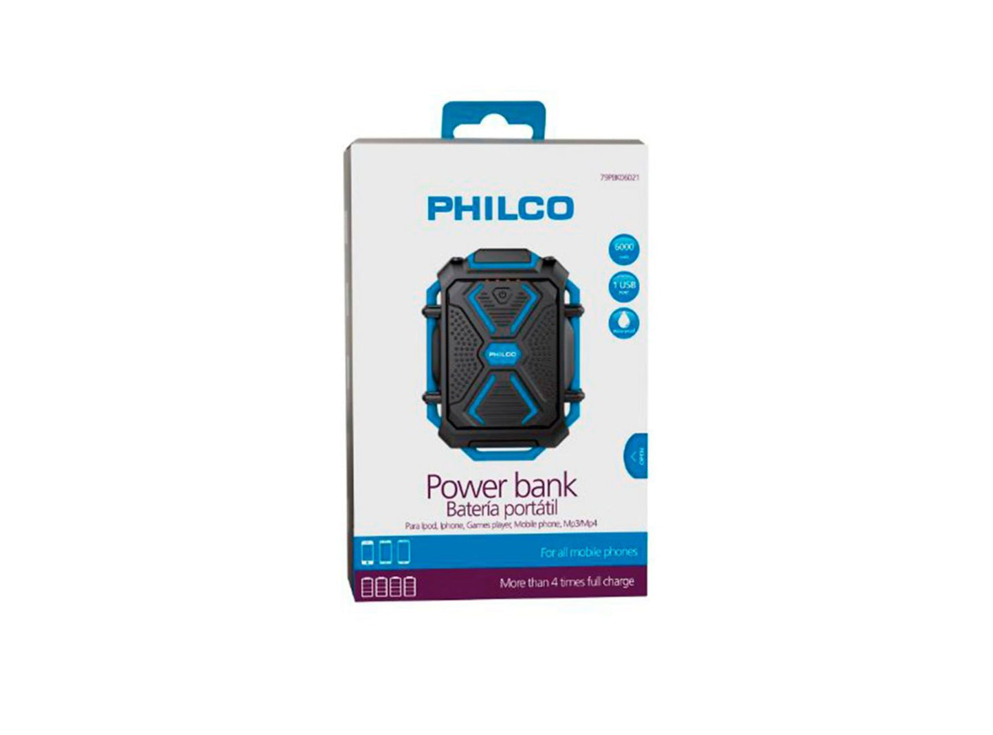Batería Portátil Philco Powerbank 6000 mah Ultra Resistente Azul – imagen 2