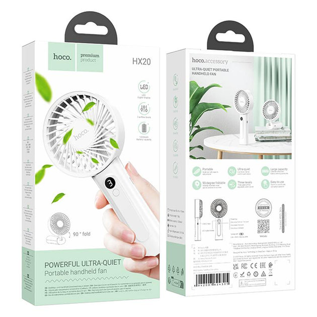 Ventilador Mini Silencioso De Mano Recargable Hoco Hx20 Blanco – imagen 2