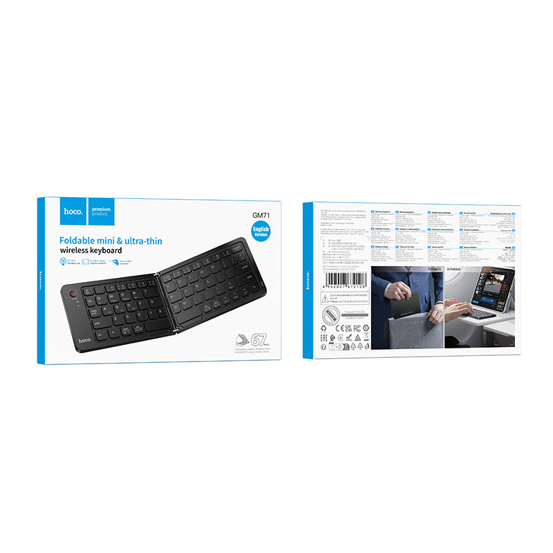 Teclado Inalambrico Bluetooth Plegable Hoco Gm71 Ingles Negro – imagen 2