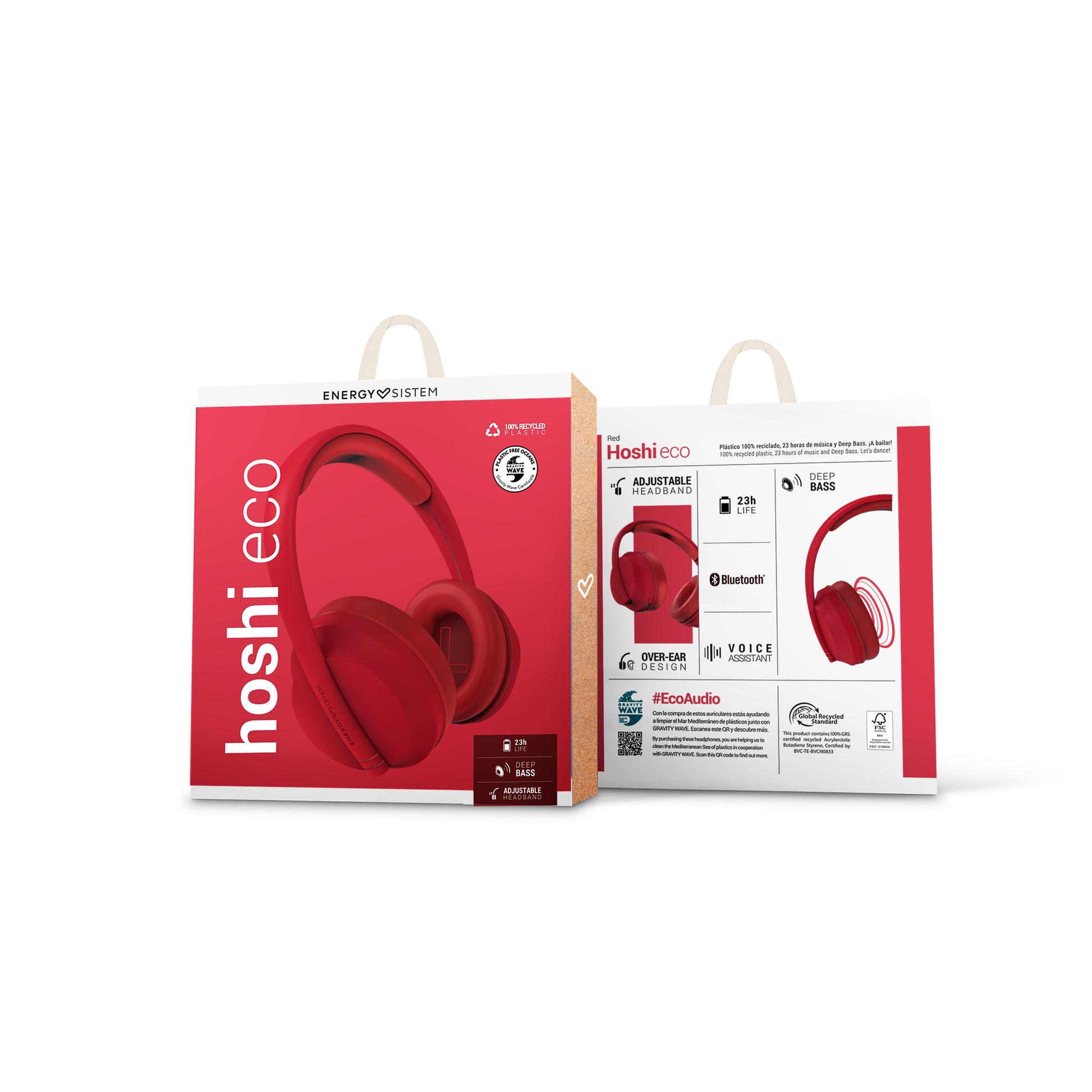 Audifonos Bluetooth Energy Sistem Headphones Hoshi Eco Rojo – imagen 2