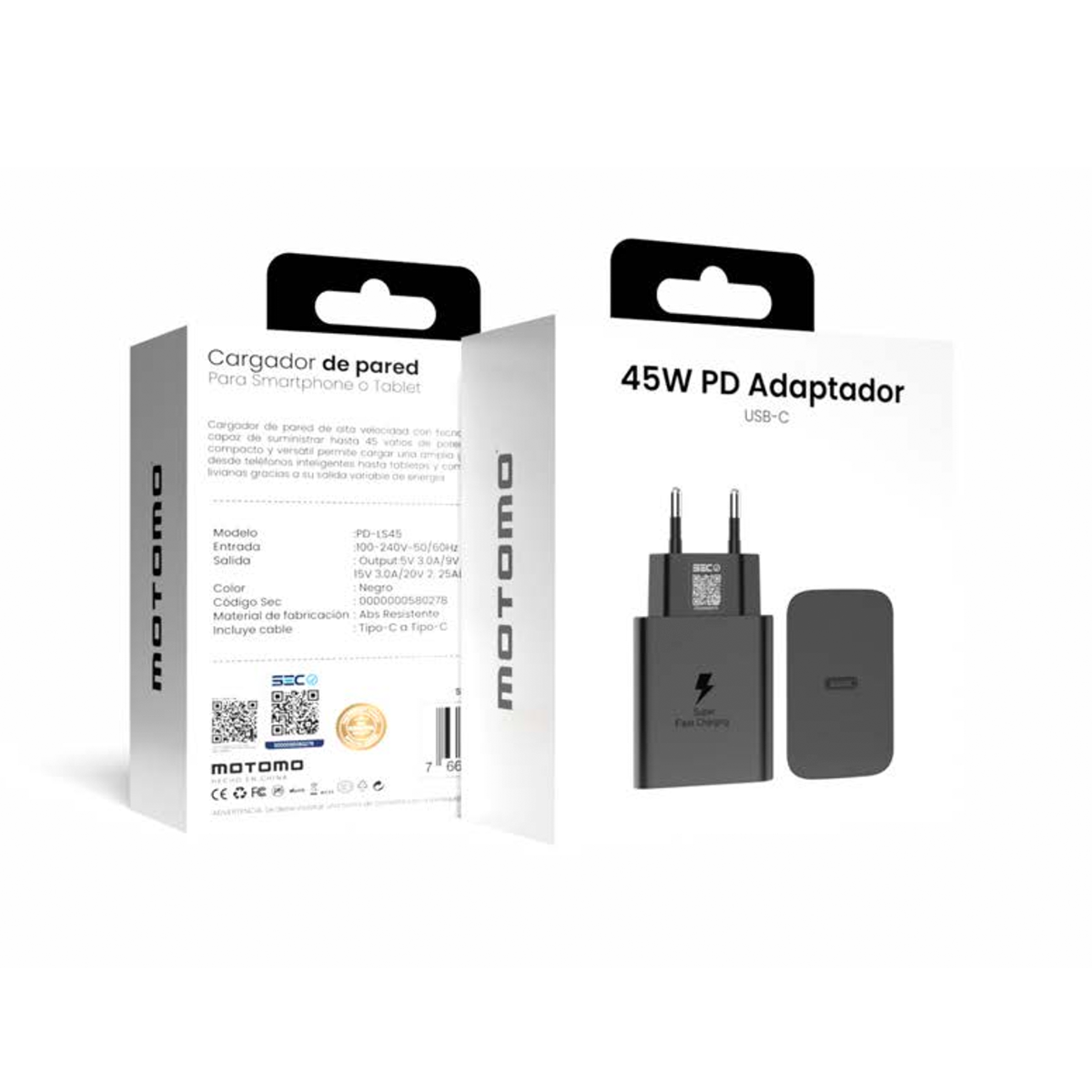 Cargador Rápido Motomo Ls45w Tipo C 45w Sec Negro – imagen 2