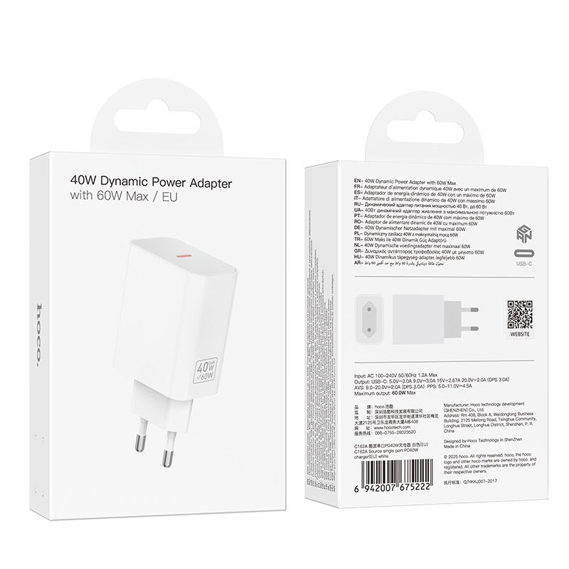 Cargador Carga Rapida Hoco C162a Usb C 40w Blanco – imagen 3