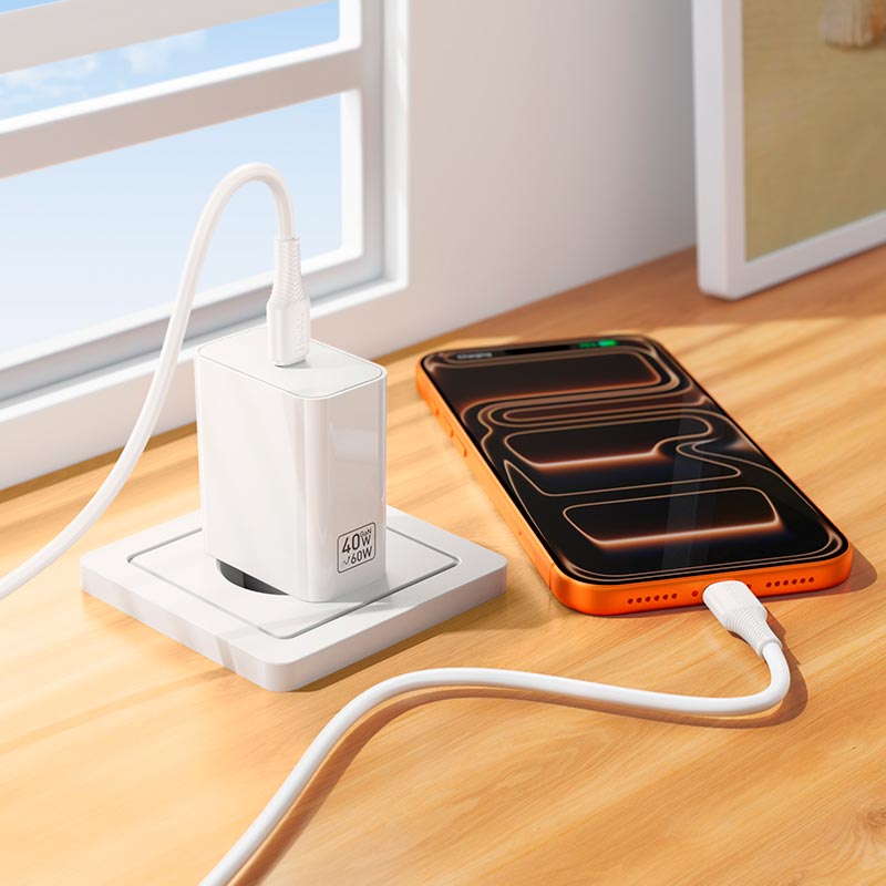 Cargador Carga Rapida Hoco C162a Usb C 40w Blanco – imagen 2