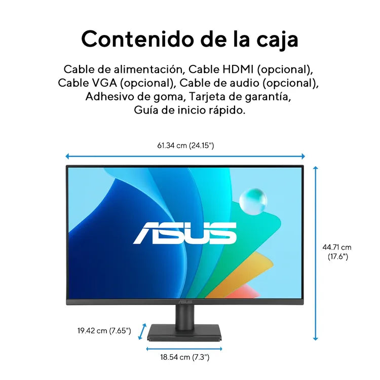Monitor Asus 27 Pulgadas VA279HG FHD 1080p Plano Negro